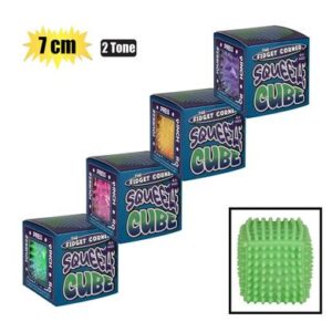 The Fidget Corner Novelty Cube Squishy Prickly 7cm 2-tone