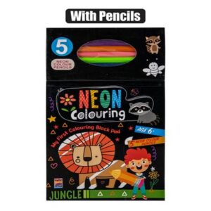 Neon with 5 Pencil Colouring Book – Assorted