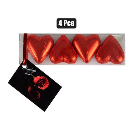 Kayleys Sweet Choc Rp 4-piece Foil Heart Red (t)